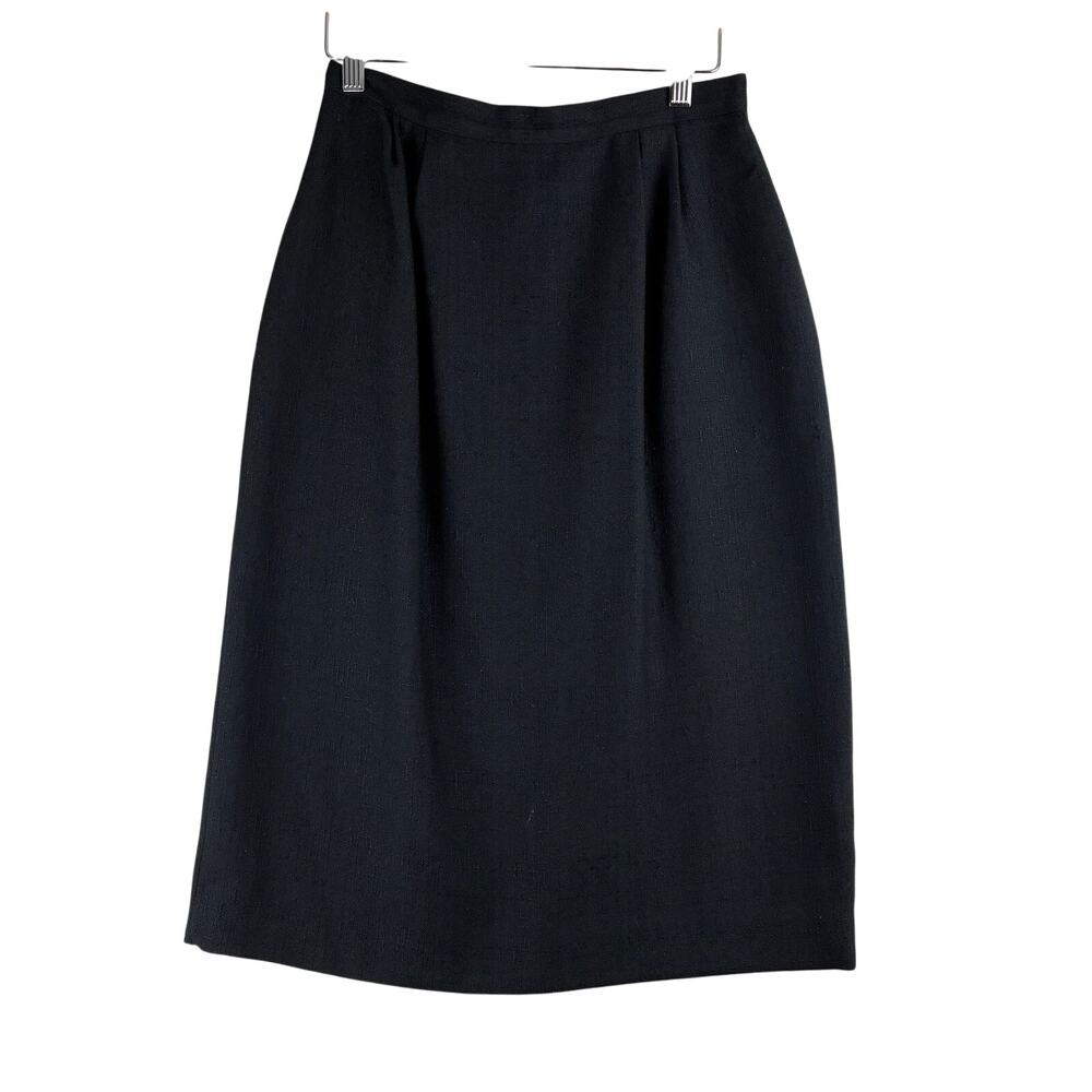 Vintage Kasper ASL Black Lined Pencil Skirt Women’s 8/26” Pockets Career Office